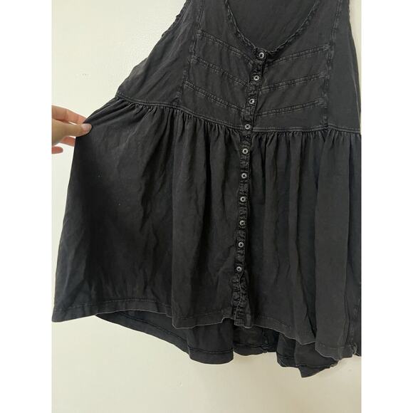 Free People Brooke Tunic Top/Dress Charcoal Wash Button Front Bohemian Sz M - Picture 3 of 7